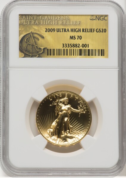 2009 $20 One-Ounce Gold Ultra High Relief Twenty Dollar, MS 70 NGC