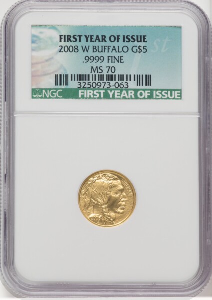 2008-W $5 Tenth-Ounce Gold Buffalo, .9999 Fine Gold, SP 70 NGC