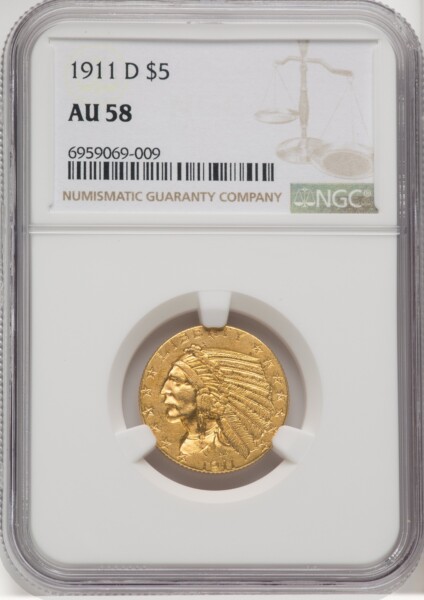 1911-D $5 58 NGC