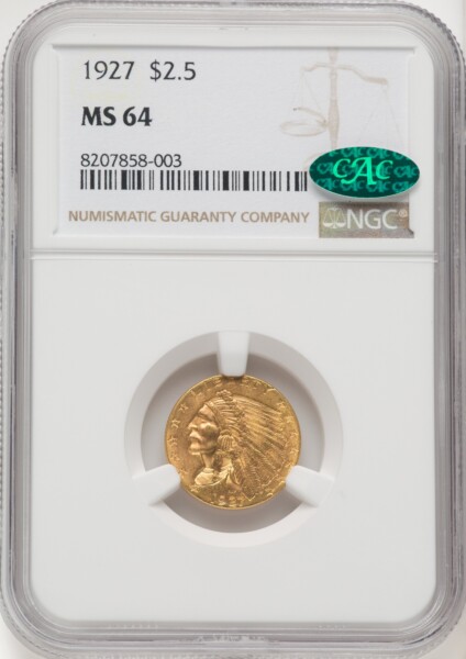 1927 $2 1/2 CAC 64 NGC