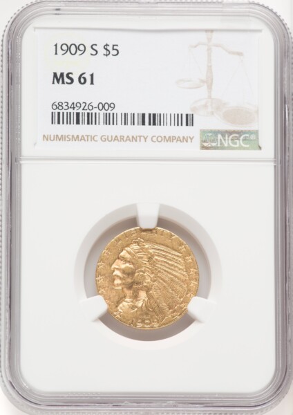 1909-S $5 61 NGC