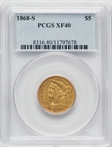 1868-S $5 40 PCGS