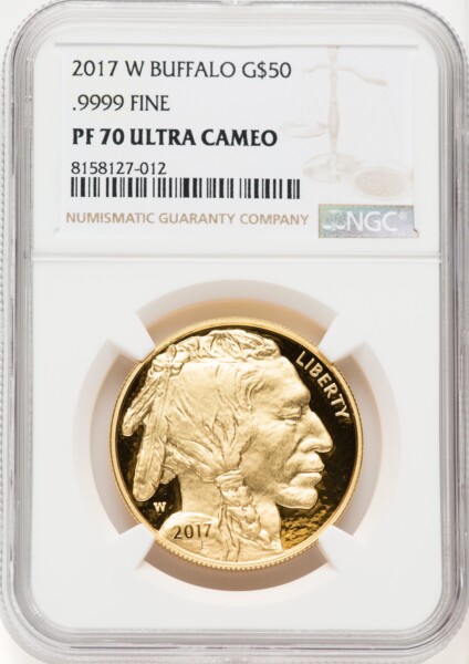 2017-W $50 One-Ounce Gold Buffalo, DC Brown Label 70 NGC