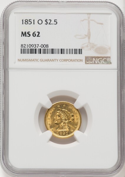 1851-O $2 1/2 62 NGC