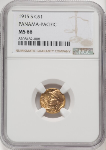 1915-S G$1 PAN-PAC Gold Dollar, MS 66 NGC