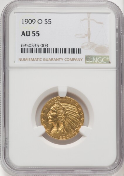 1909-O $5 55 NGC