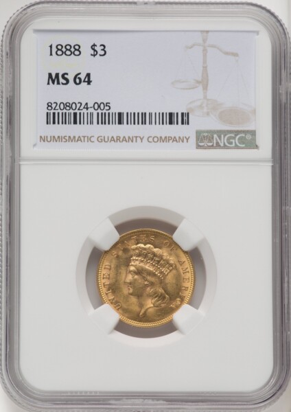 1888 $3 64 NGC
