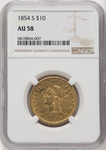 1854-S $10 58 NGC