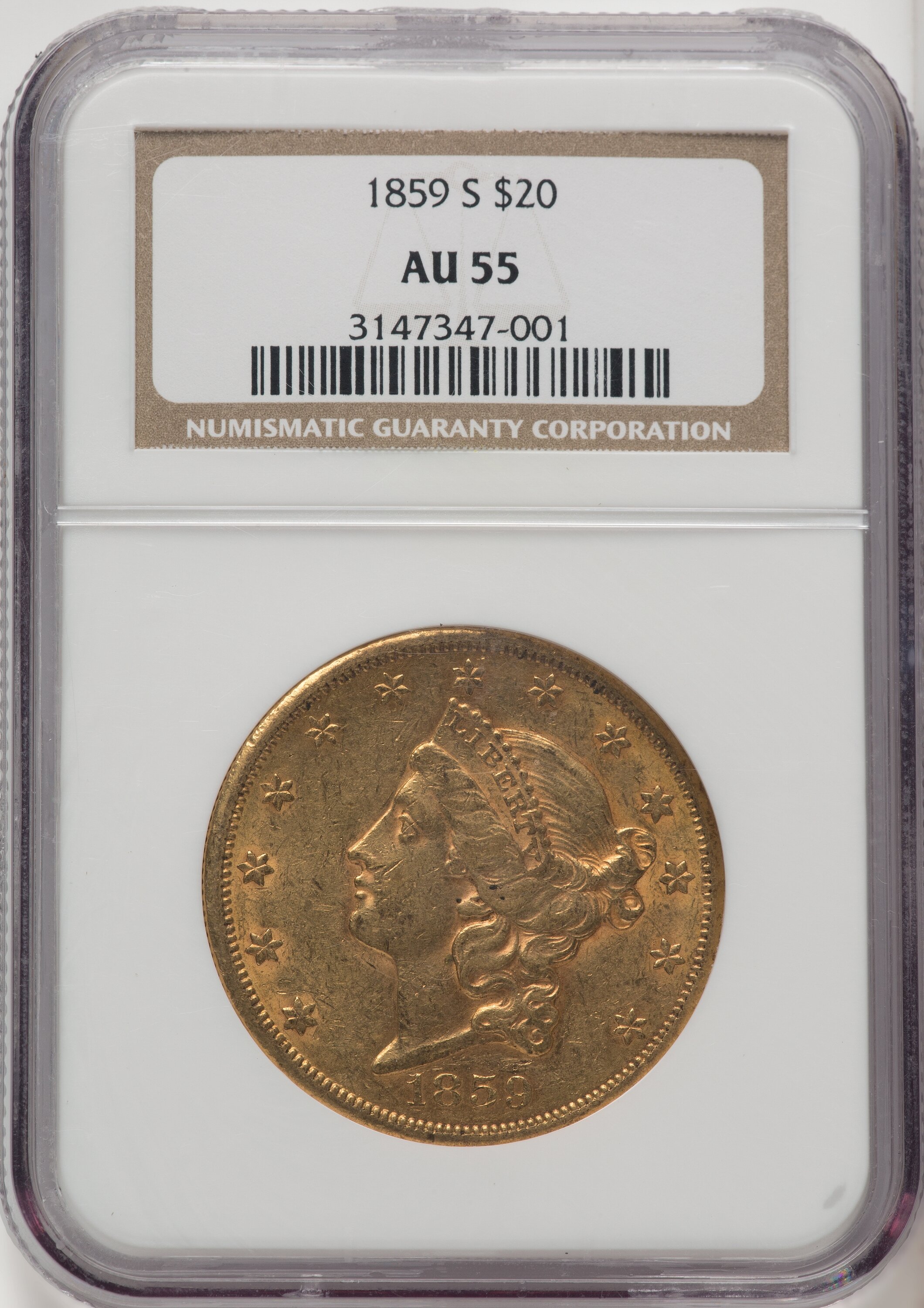 1859-S $20 55 NGC