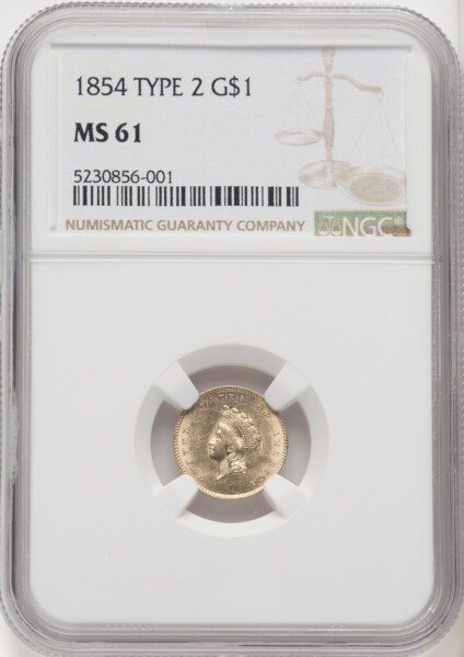 1854 G$1 Type Two 61 NGC