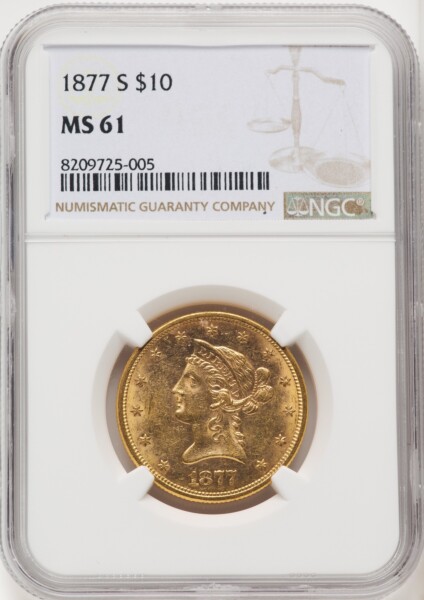 1877-S $10 61 NGC