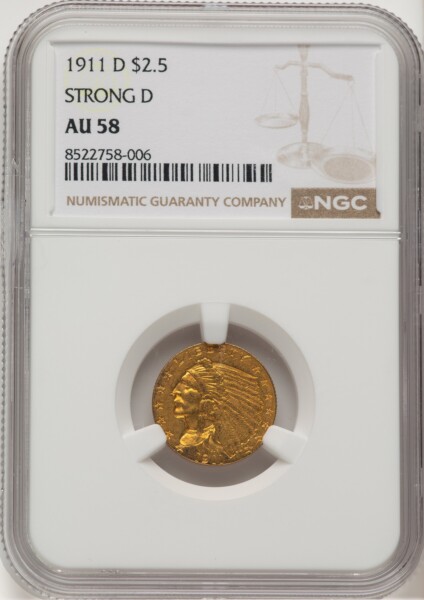 1911-D $2 1/2 58 NGC