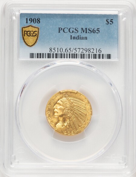 1908 $5 Indian, MS PCGS Secure 65 PCGS