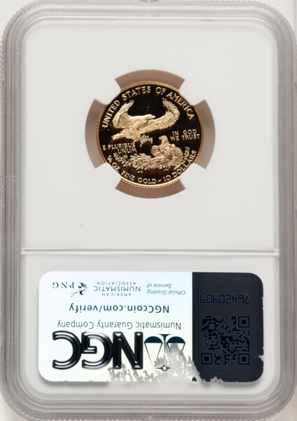 1998-W $10 Quarter-Ounce Gold Eagle, DC Brown Label 70 NGC