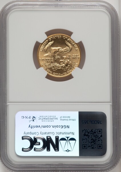 1987 $10 Quarter-Ounce Gold Eagle, MS Saint Gaudens Label 70 NGC