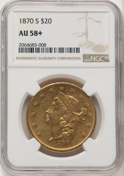 1870-S $20 NGC Plus 58 NGC