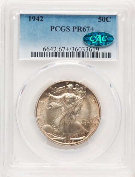1942 50C CAC PCGS Plus 67 PCGS