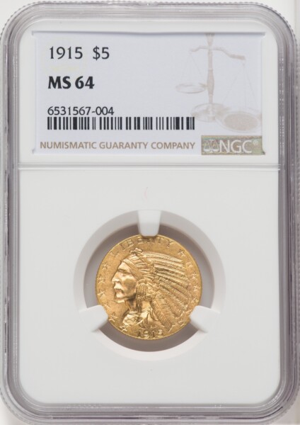 1915 $5 64 NGC