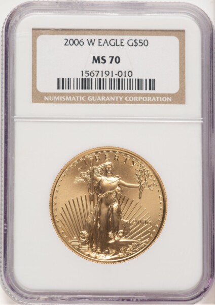2006-W Burnished Gold Eagle 1 oz Brown Label 70 NGC
