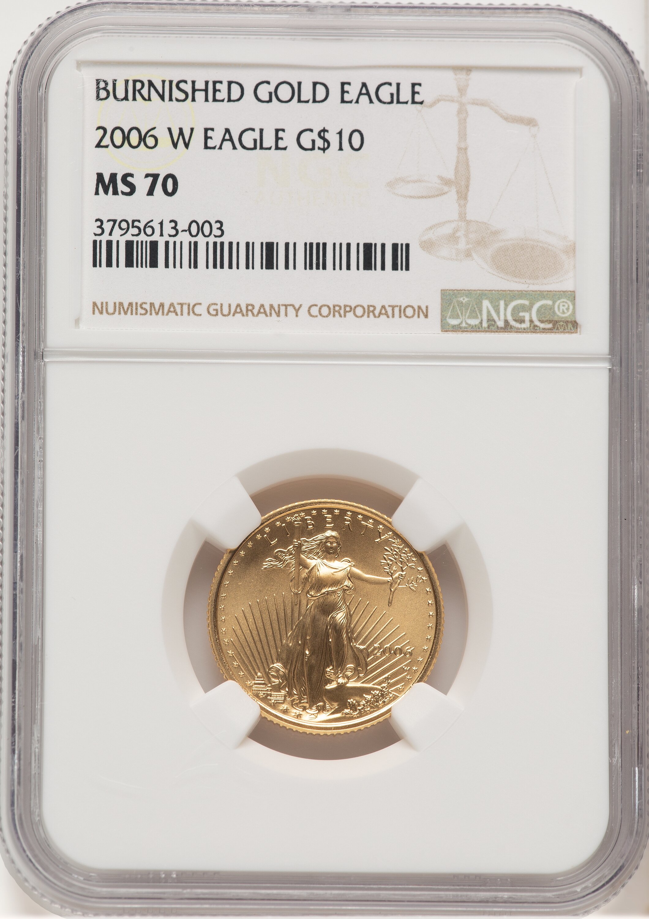 2006-W Burnished Gold Eagle 1/4 oz Brown Label 70 NGC