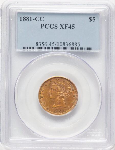 1881-CC $5 45 PCGS