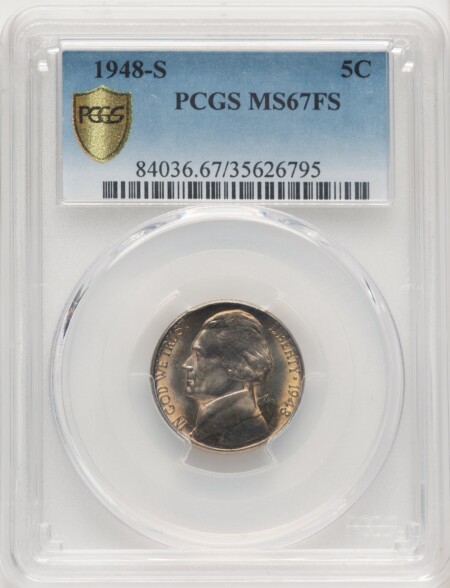 1948-S 5C, FS PCGS Secure 67 PCGS