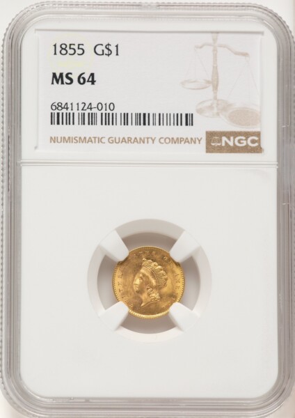 1855 G$1 Type Two, MS 64 NGC