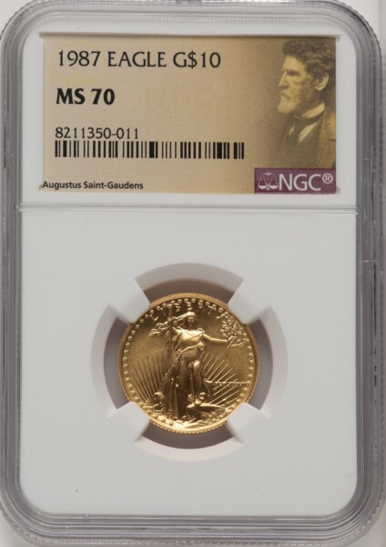 1987 $10 Quarter-Ounce Gold Eagle, MS Saint Gaudens Label 70 NGC