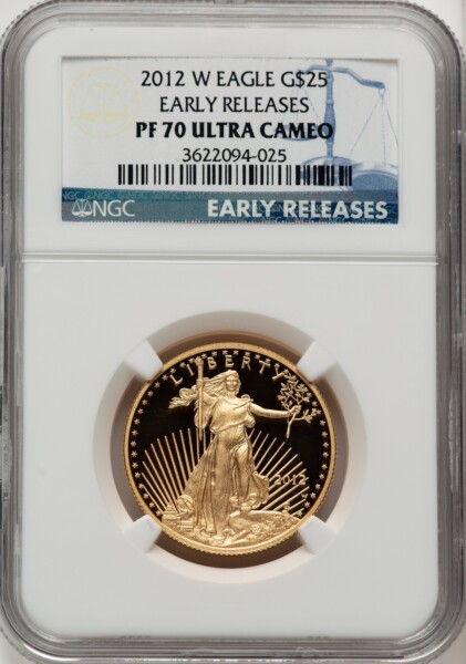 2012-W $25 Half-Ounce Gold Eagle, First Strike, DC ER Blue 70 NGC