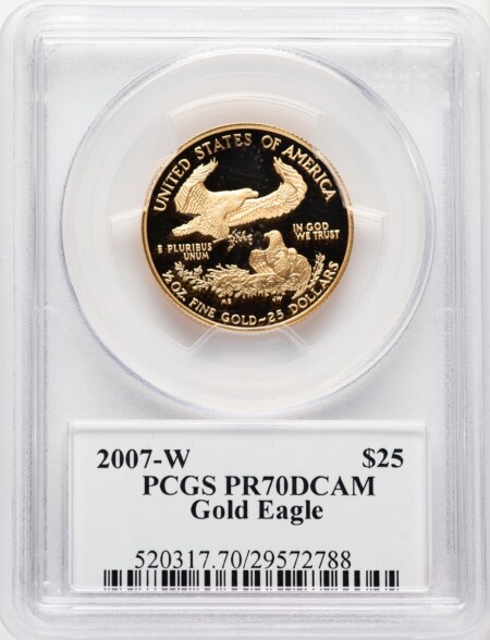 2007-W $25 Half-Ounce Gold Eagle, Moy Signature, PR, DC Ed Moy 70 PCGS