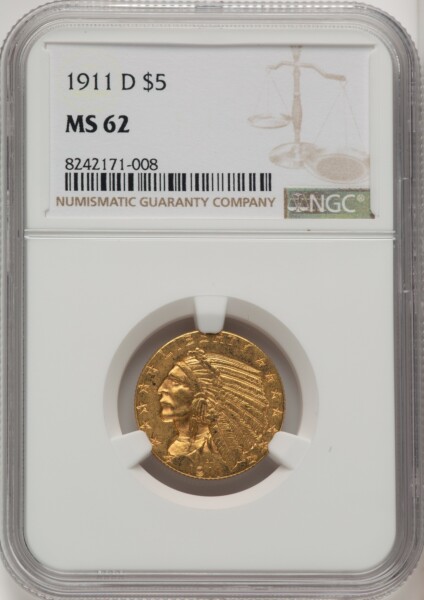 1911-D $5 62 NGC