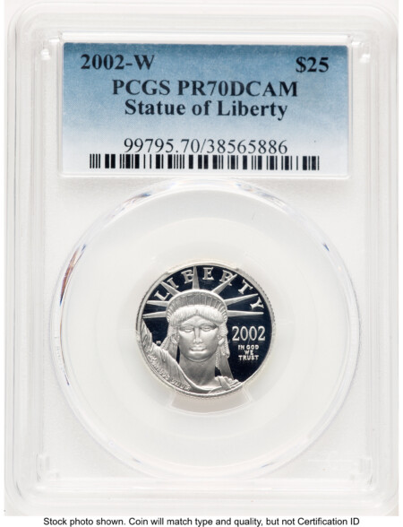 2002-W Proof Platinum Eagle 1/4 oz Blue Gradient 70 PCGS
