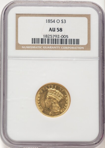 1854-O $3 58 NGC