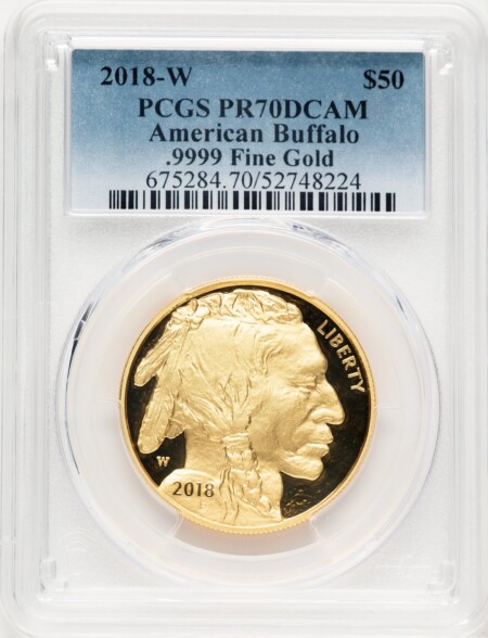 2018-W Proof Gold Buffalo 1 oz Blue Gradient 70 PCGS