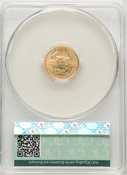 2008-W $5 Tenth-Ounce Gold Eagle, Burnished, SP Non Designation 70 CACG