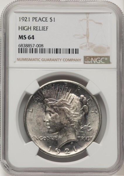 1921 S$1 Peace, MS 64 NGC