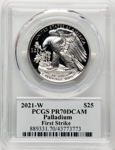 2021-W Palladium Eagle 1 oz, PR FS ADOLPH WEINMAN 70 PCGS
