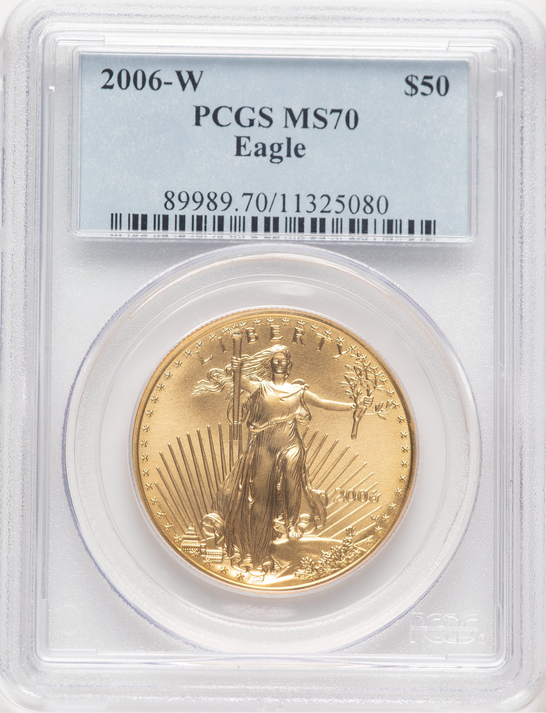 2006-W Burnished Gold Eagle 1 oz Blue Label 70 PCGS