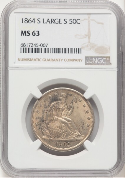 1864-S 50C, WB-1, MS 63 NGC