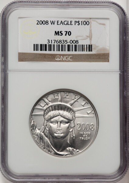 2008-W $100 One-Ounce Platinum Eagle, MS 70 NGC