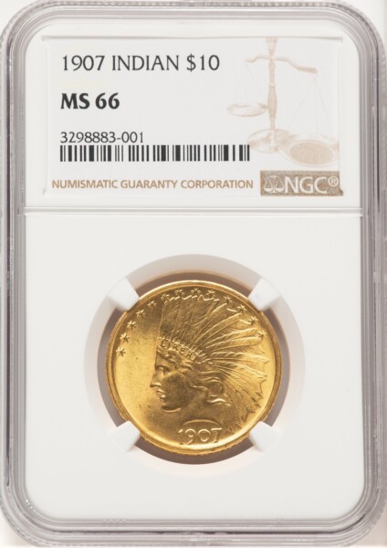 1907 $10 No Motto 66 NGC