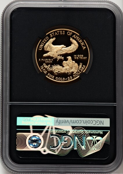 2017-W $25 Half-Ounce Gold Eagle, First Strike, PR, DC Miles Standish 70 NGC
