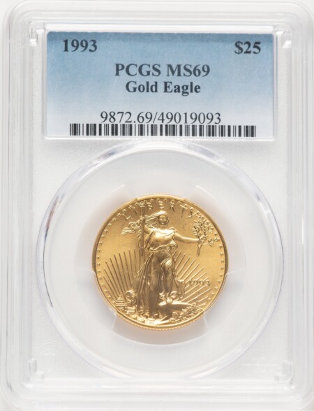 1993 Gold Eagle 1/2 oz Blue Gradient 69 PCGS