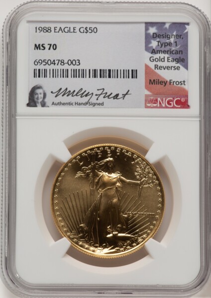 1988 $50 One-Ounce Gold Eagle, MS 70 NGC