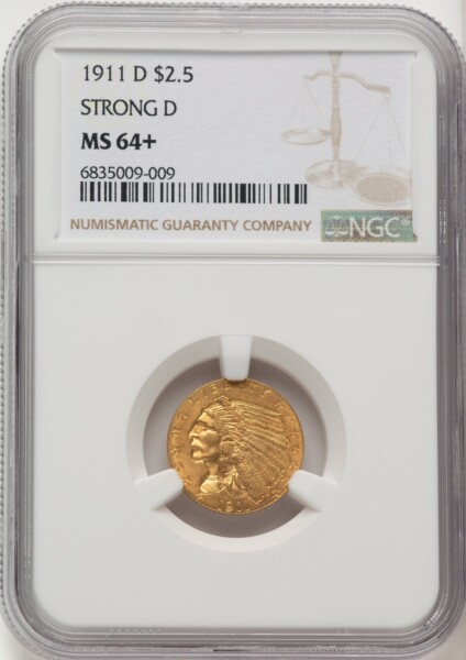1911-D $2 1/2 NGC Plus 64 NGC