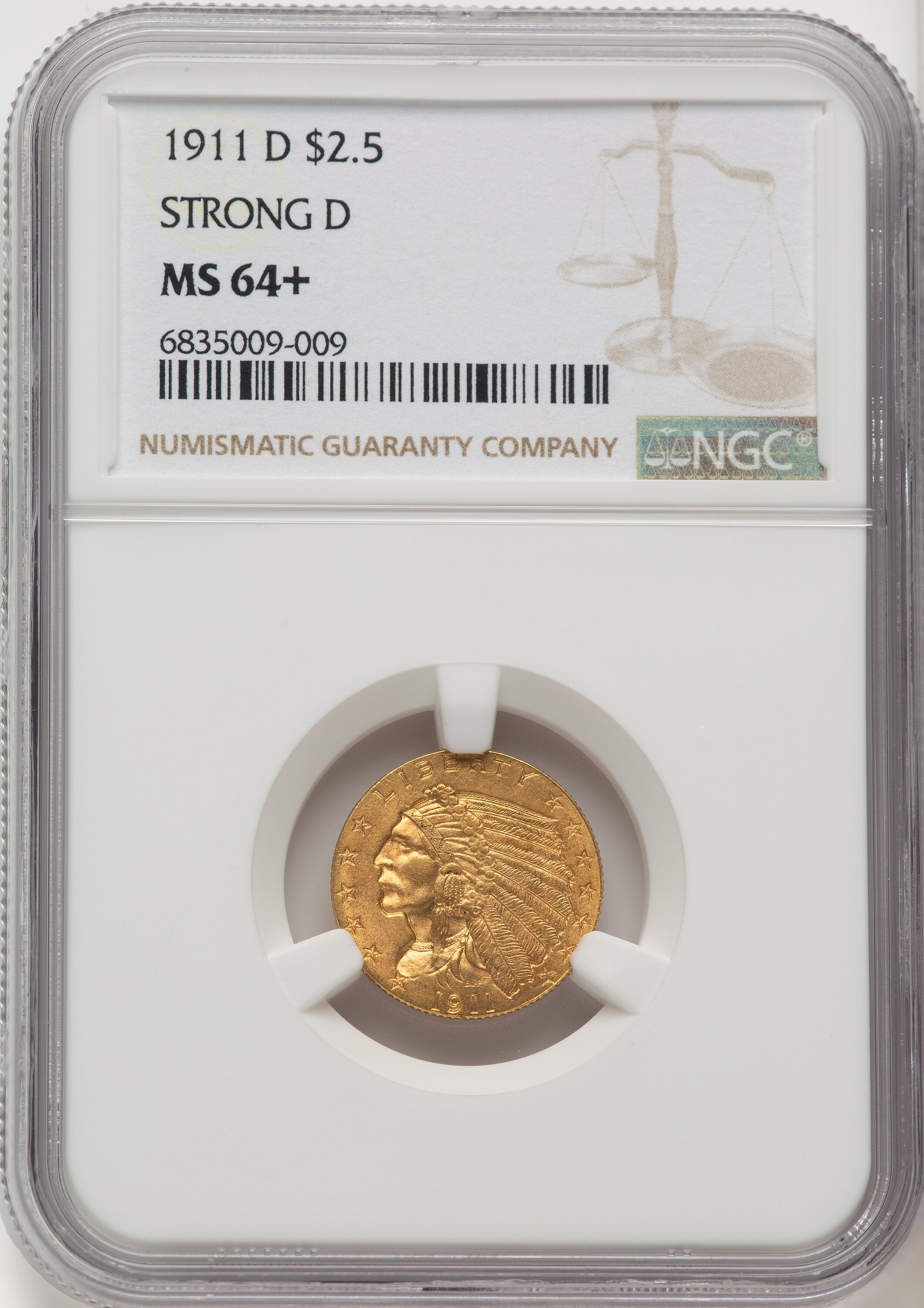 1911-D $2 1/2 NGC Plus 64 NGC