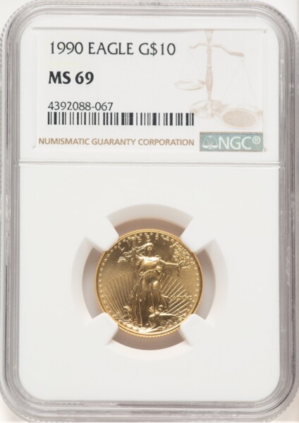 1990 Gold Eagle 1/4 oz Brown Label 69 NGC