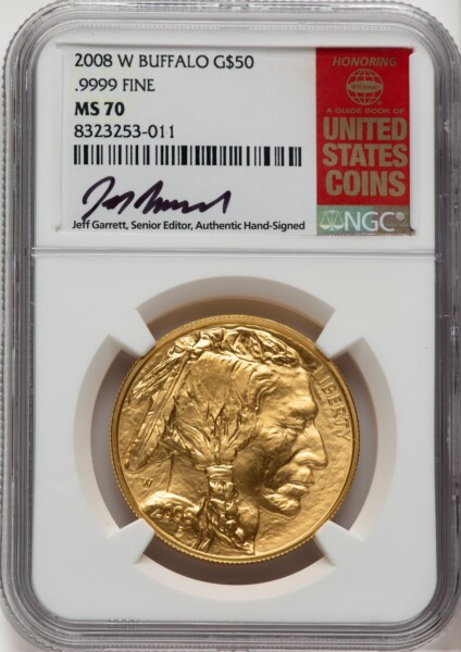 2008-W Burnished Gold Buffalo 1 oz Jeff Garrett Red Book 70 NGC
