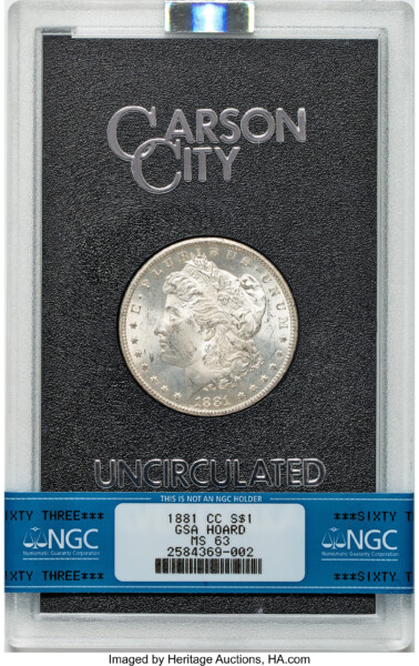1881-CC S$1 GSA Hoard, MS 63 NGC