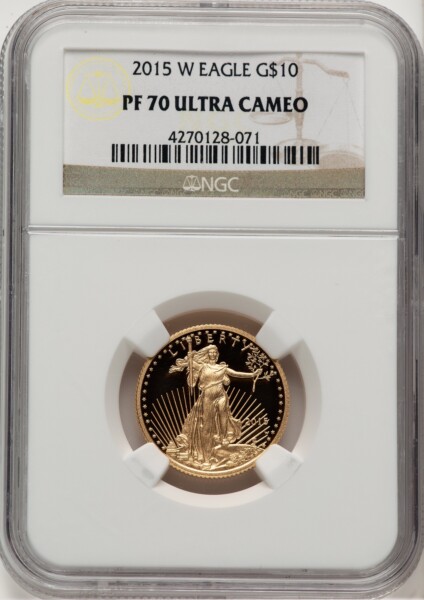 2015-W $10 Quarter-Ounce Gold Eagle, PR Brown Label 70 NGC